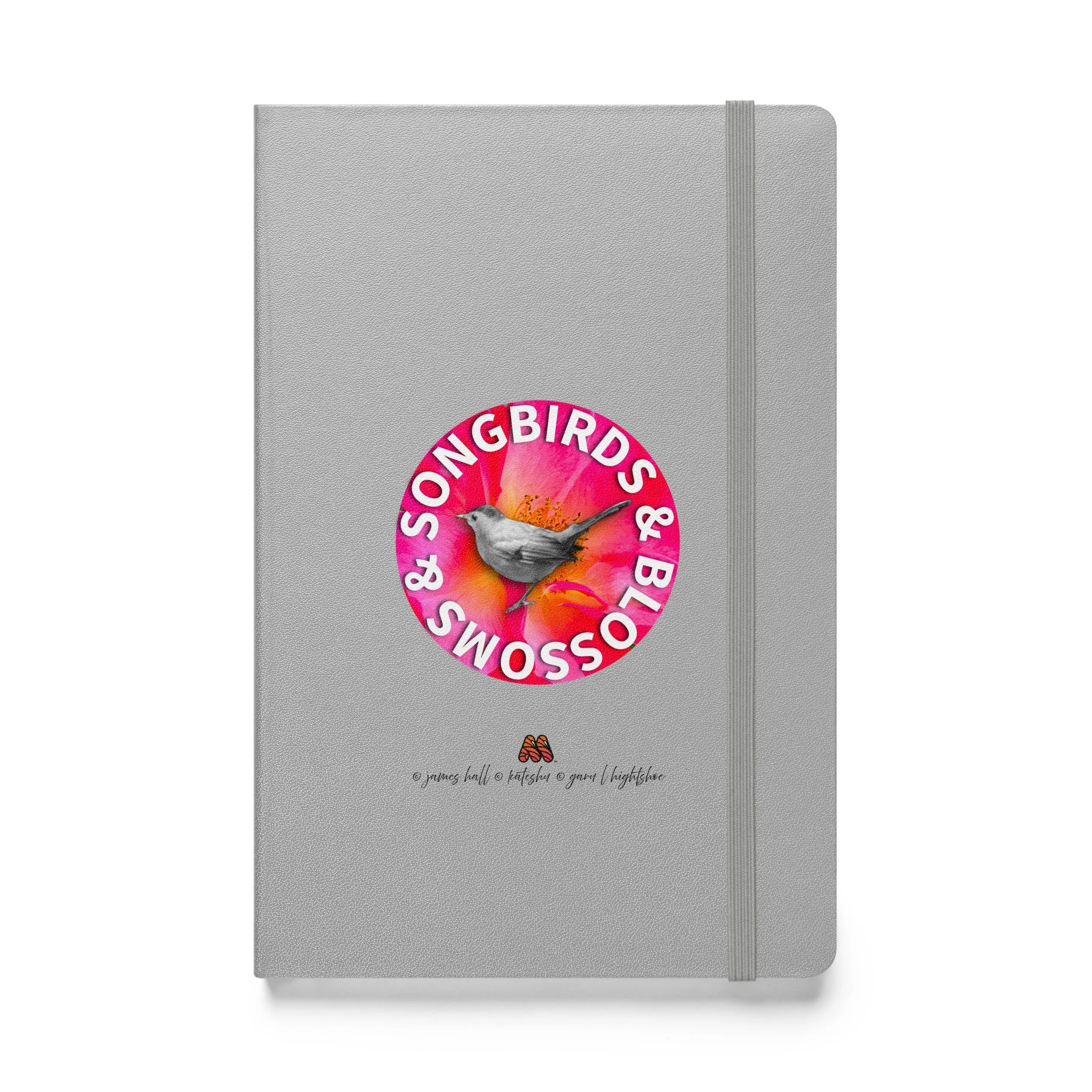 Hardcover Bound Notebook - 5 Colors - Good Sounds Good: Songbirds & Blossoms, Gray Catbird & Prairie Rose by James Hall, Kate Shu, Gary L Hightshoe & the Kate Shu Collective