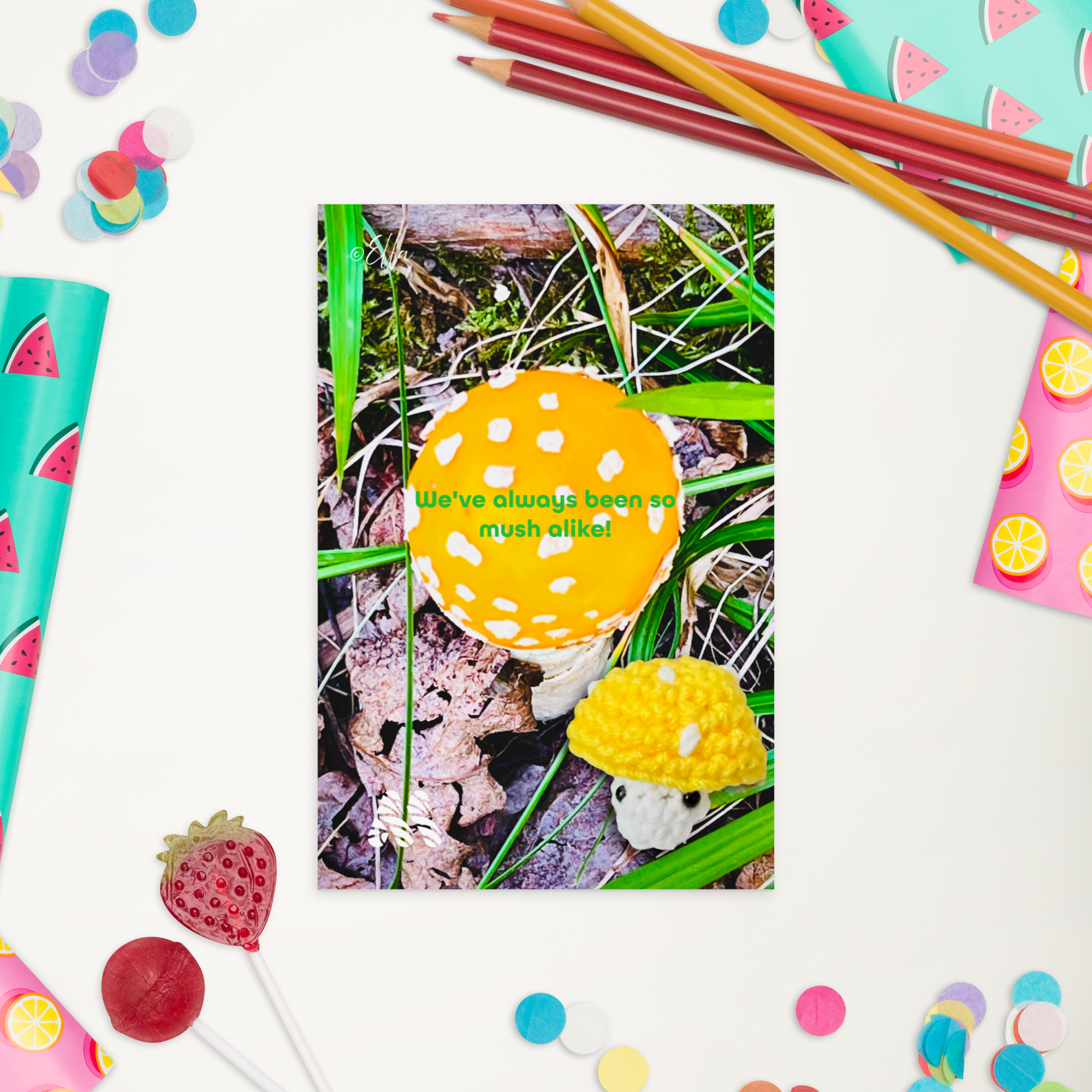 Standard Postcard - 4x6 with Envelope - Good Vibes: We've always been so mush alike, from the Creative Kids Collection by Ella & the Kate Shu Collective