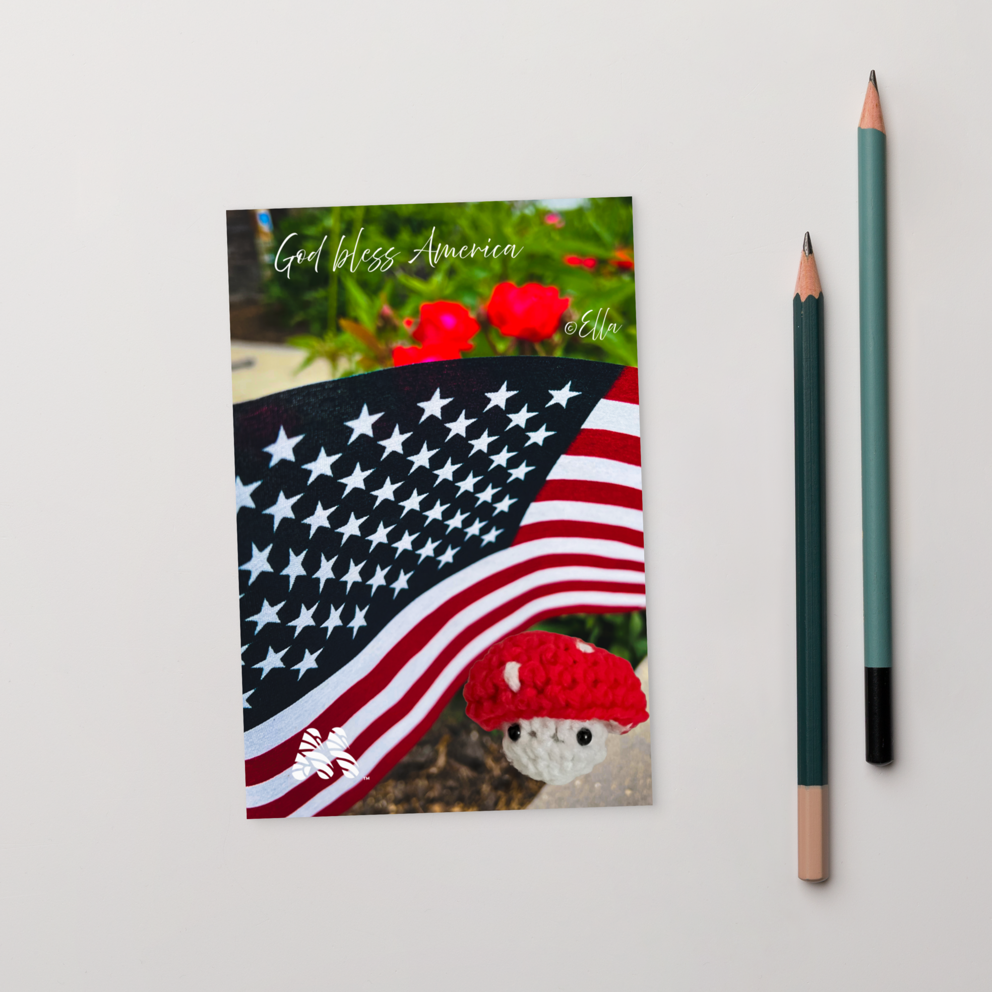 Standard Postcard - 4x6 with Envelope - Good Vibes: God Bless America from the Creative Kids Collection by Ella & the Kate Shu Collective
