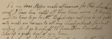 Part of a 1771 letter from Alice Swift to her parents