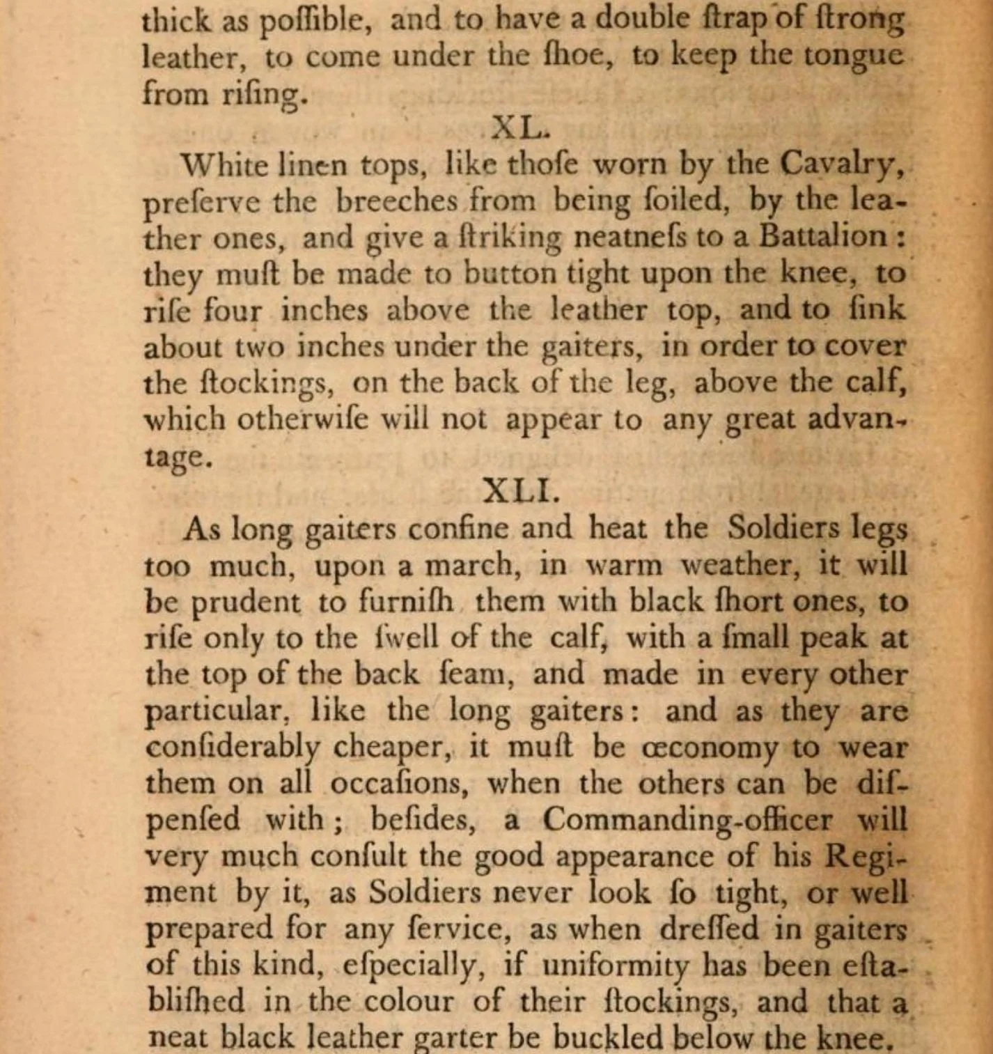Cuthbertson on gaiters and long gaiters, 1776