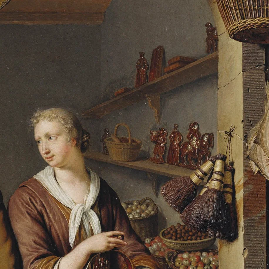 Early 18th century gingerbread in a market stall