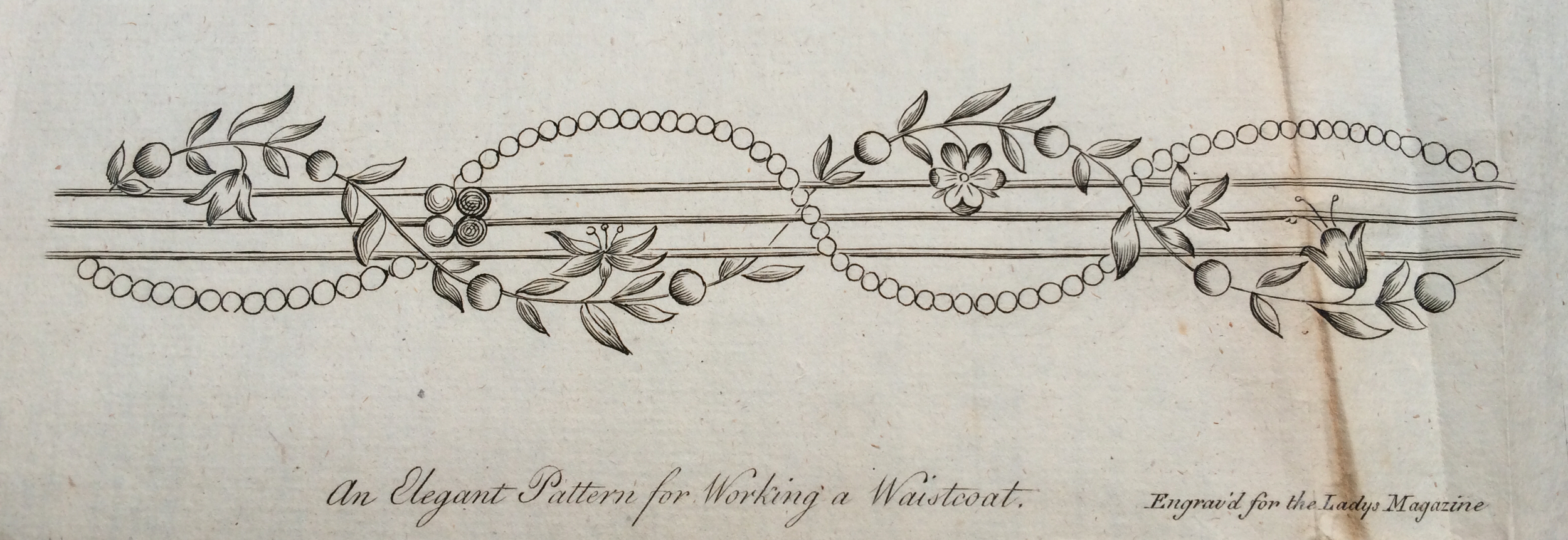 A pattern of spangles and embroidered flowers for an 18th century waistcoat