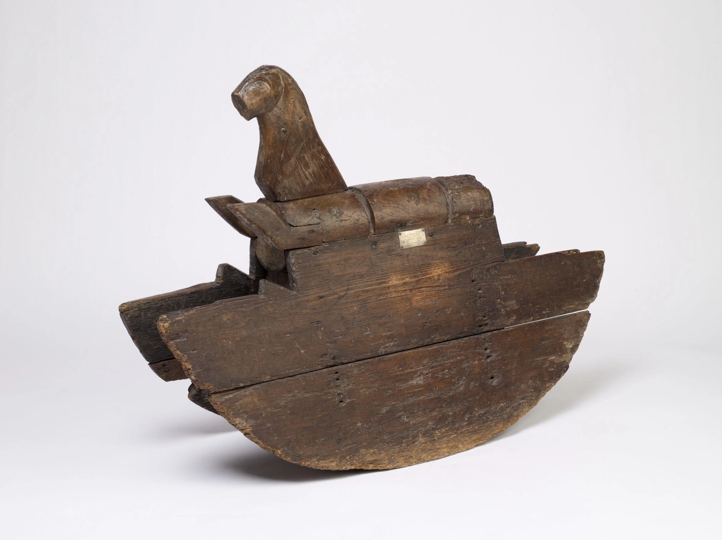 A wooden rocking horse