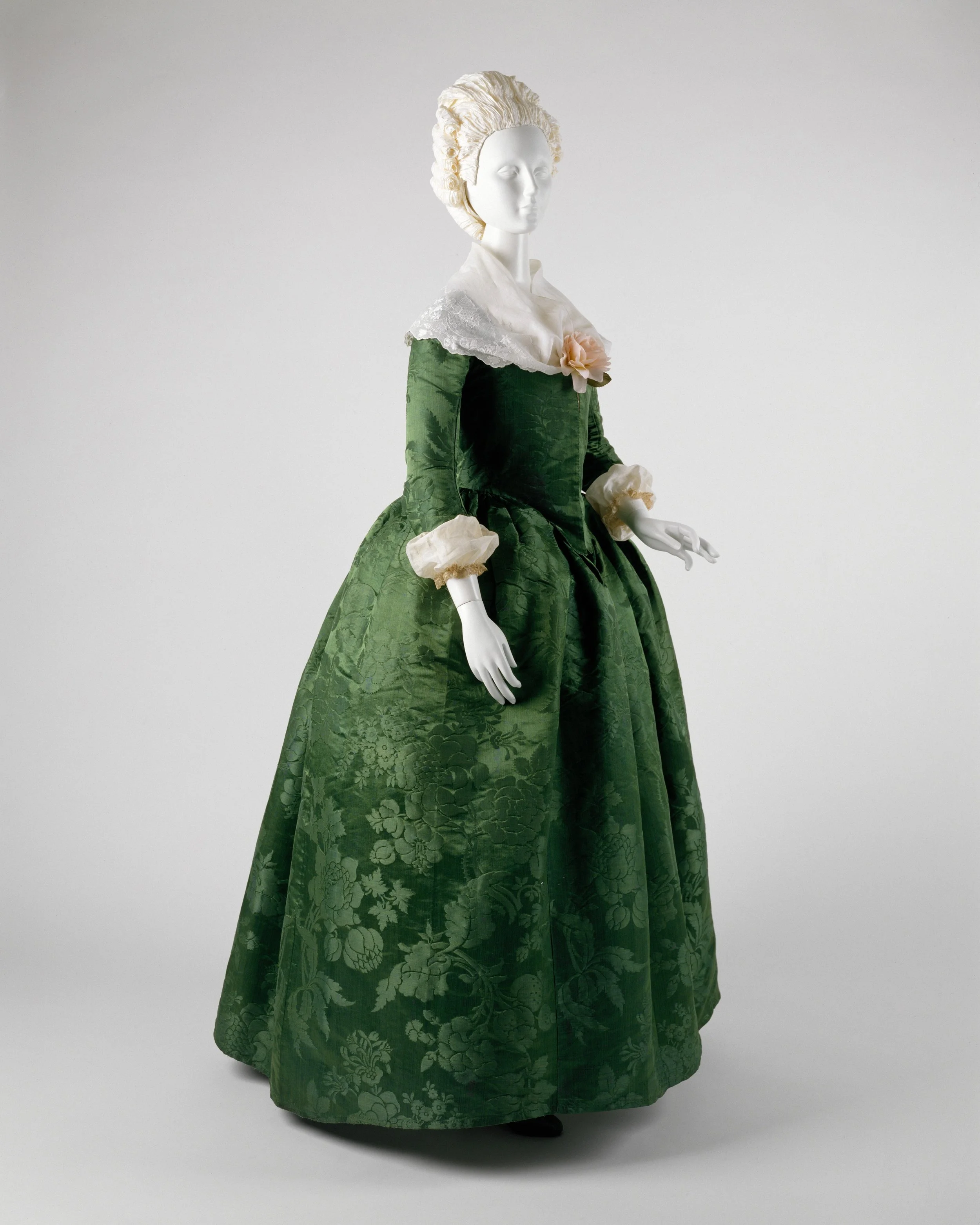 A green silk round gown from the Metropolitan Museum of Art