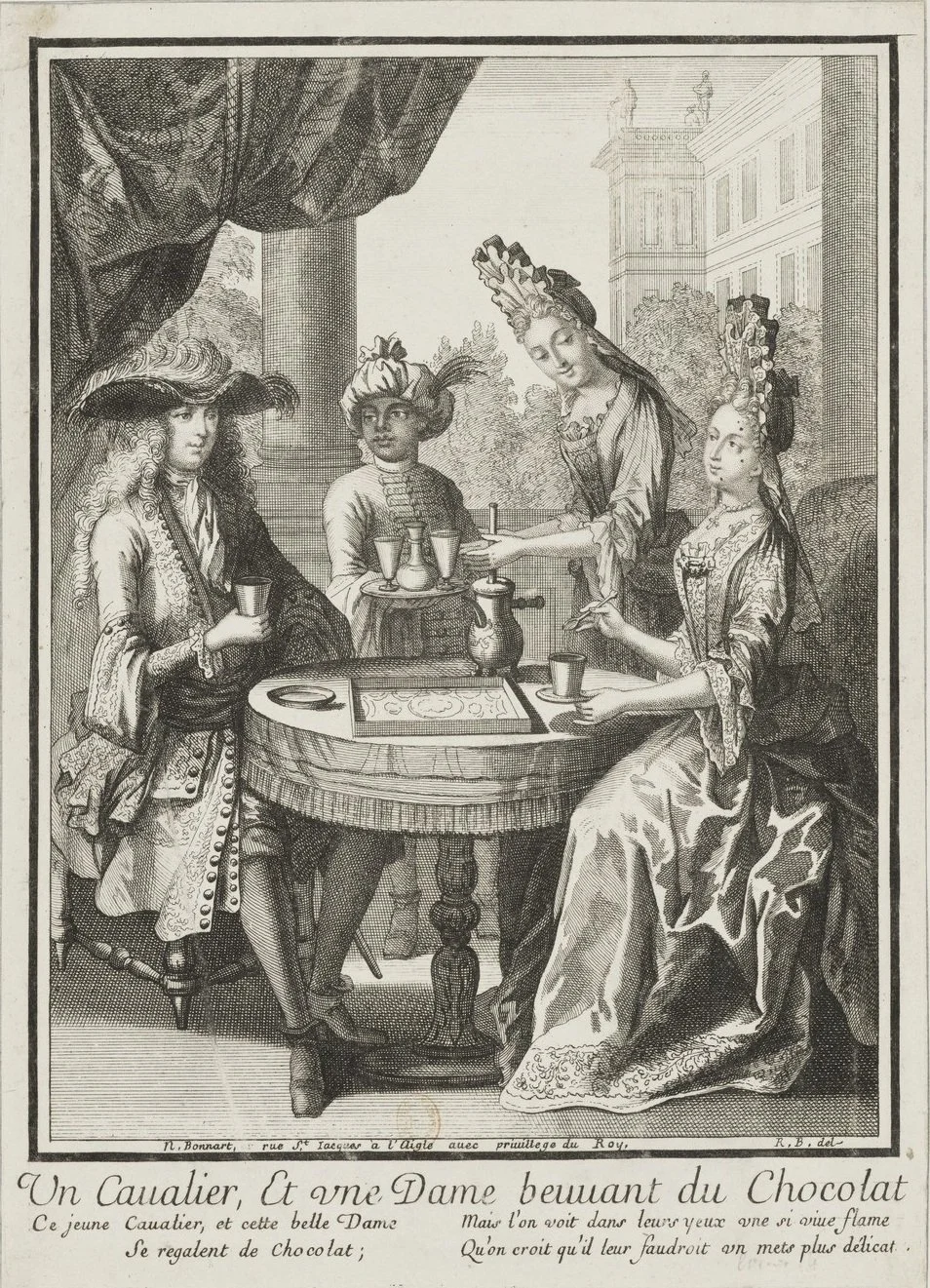 Un Cavalier et une dame beuvant du chocolat