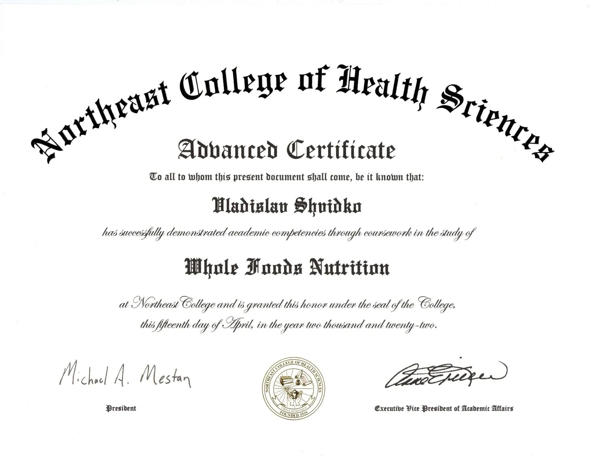 A certification in whole-food nutrition focused on food-as-medicine principles, practical meal planning, and lifestyle strategies to support long-term health and disease prevention. Includes training in applying nutrition guidance within a wellness p