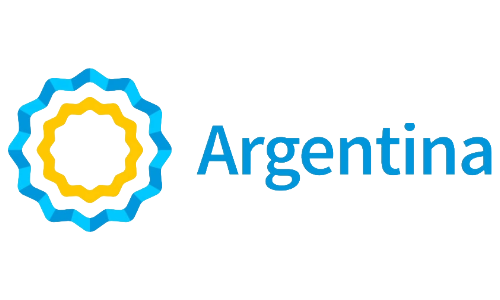 Logo with a blue and yellow geometric pattern and the word 'Argentina' in blue text.