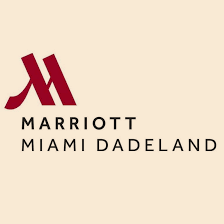 Collage of interior and exterior views of Marriott Miami Dadeland hotel.