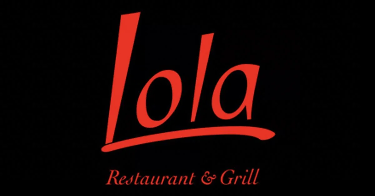 Collage of images of a modern restaurant, including interior views with tables set for dining, lighting fixtures, and a close-up of a cocktail. The bottom right corner features the restaurant's logo, 'Lola.'