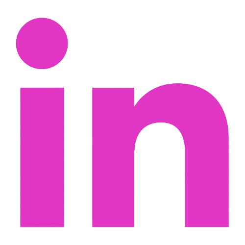 Pink lowercase letters spelling "in" on a black background.