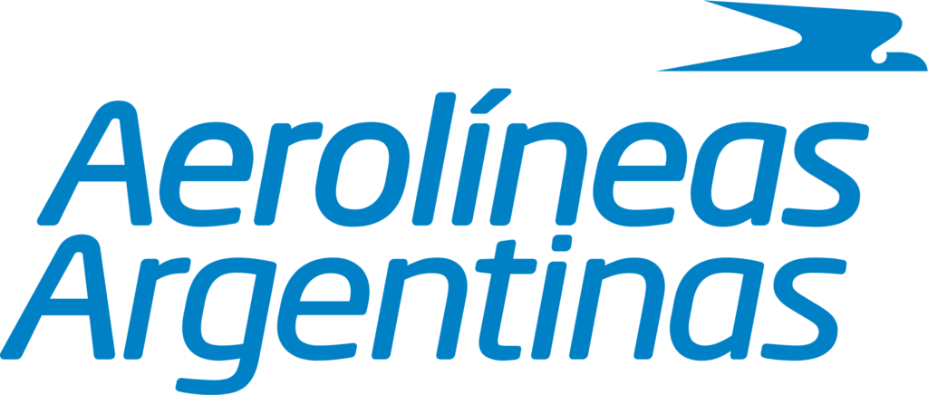 Logo of Aerolíneas Argentinas with stylized blue airplane and company name