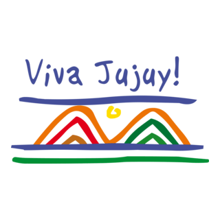 Colorful drawing of mountains with a small yellow sun and the words 'Viva Juju!' written above.