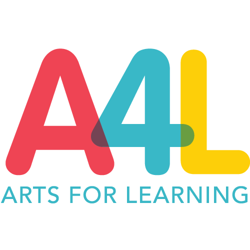 Logo with large colorful letters 'A', '4', 'L' and text 'Arts for Learning'