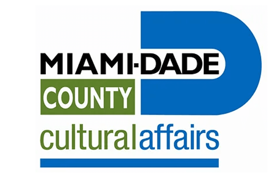 Logo for Miami-Dade County Cultural Affairs featuring stylized text and color blocks.