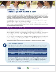 Guidelines for Adults Interacting with Children in Sport - Coaching Association Canada