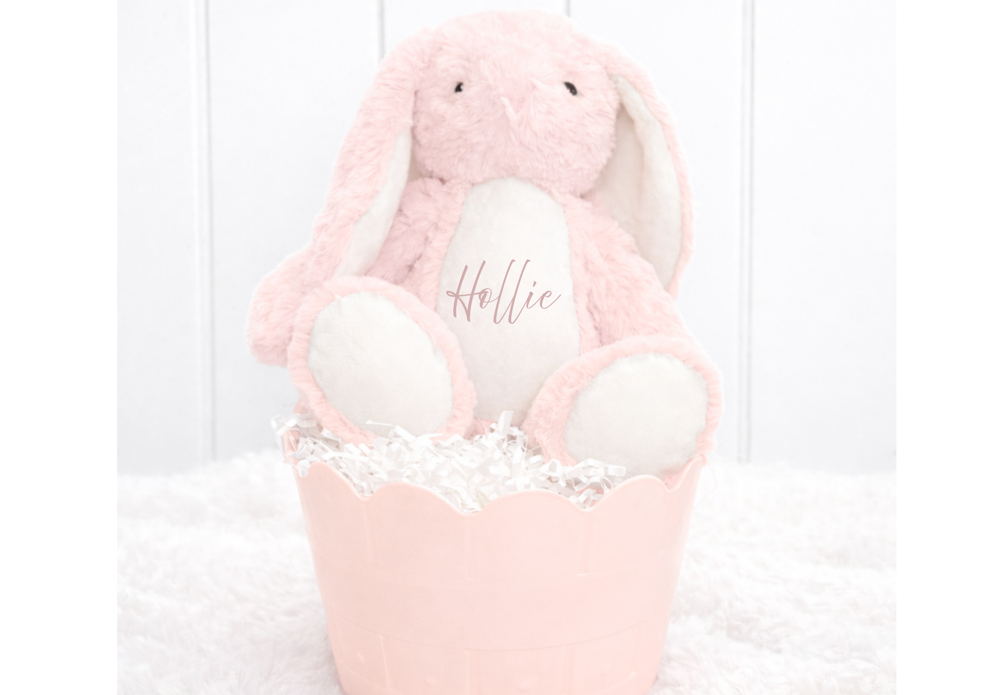 Personalised Easter Gifts, includes Plush Bunny and Easter Basket, can be personalised at an extra cost