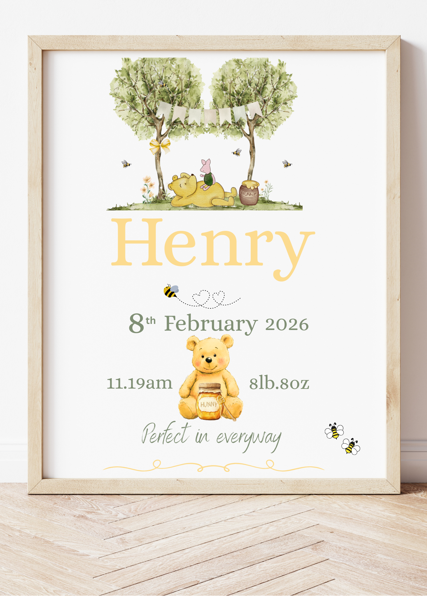 Personalised Birth Prints With or Without Frame, Choose From 3 Different Designs to make it personal.