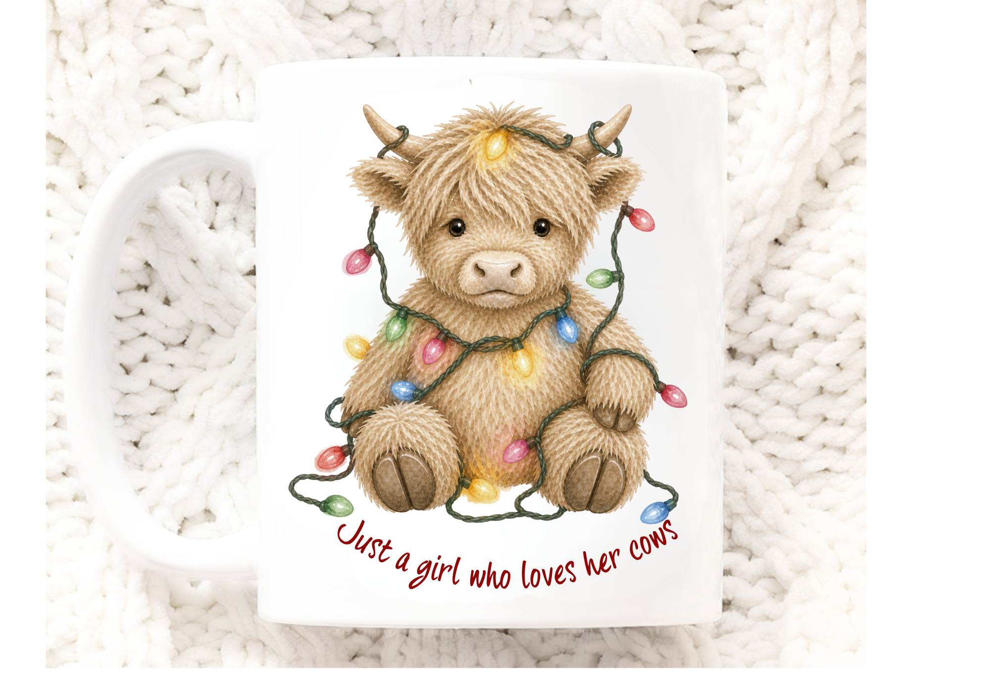 Personalised Your Own Christmas Highland Cow Mug chose a design and personalised with your own message