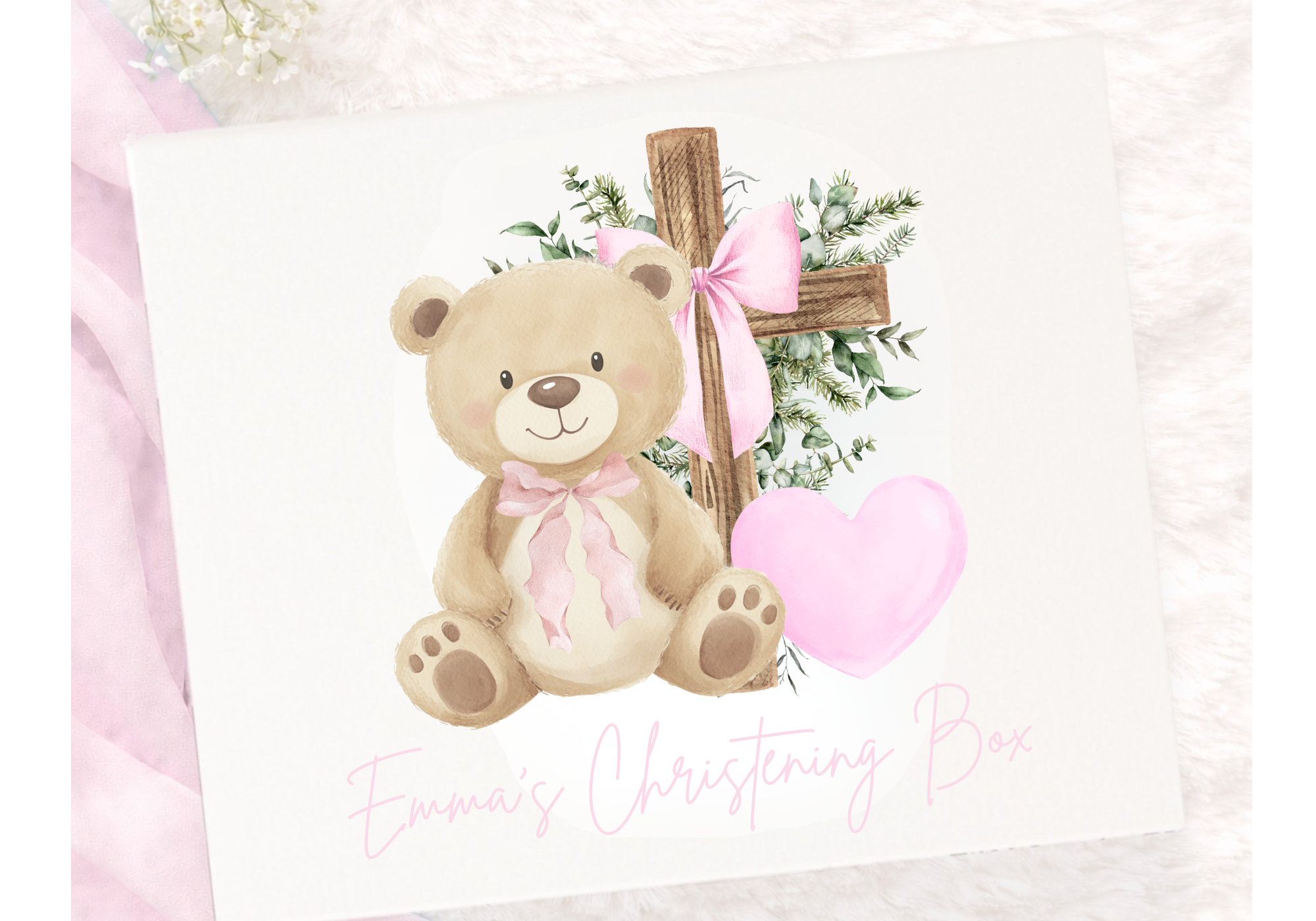 Personalised Christening Magnetic Gifts Boxes, Bear/Bunny Designs, Can Be Personalised to Your theme
