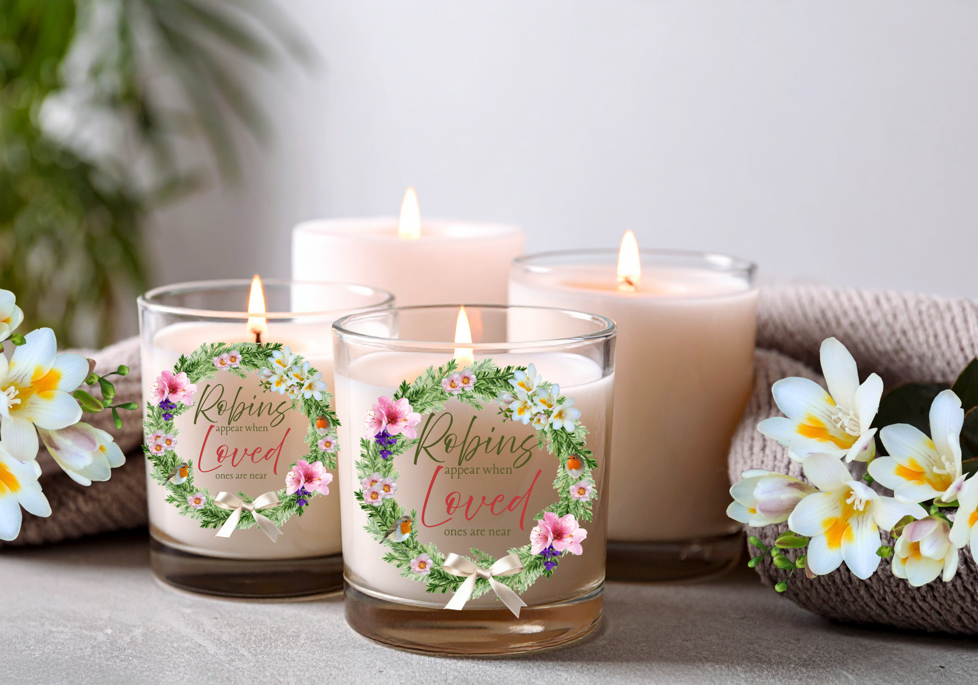 Robin Appears When Loved Ones are Near Personalised Candles in 3 Sizes