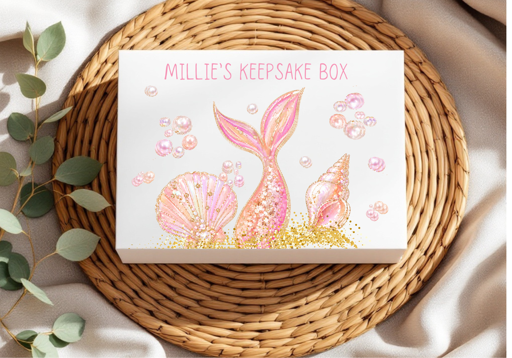 Personalised Mermaid Design Magnetic Memory Boxes, Would make a lovely Keepsake /newborn gifts