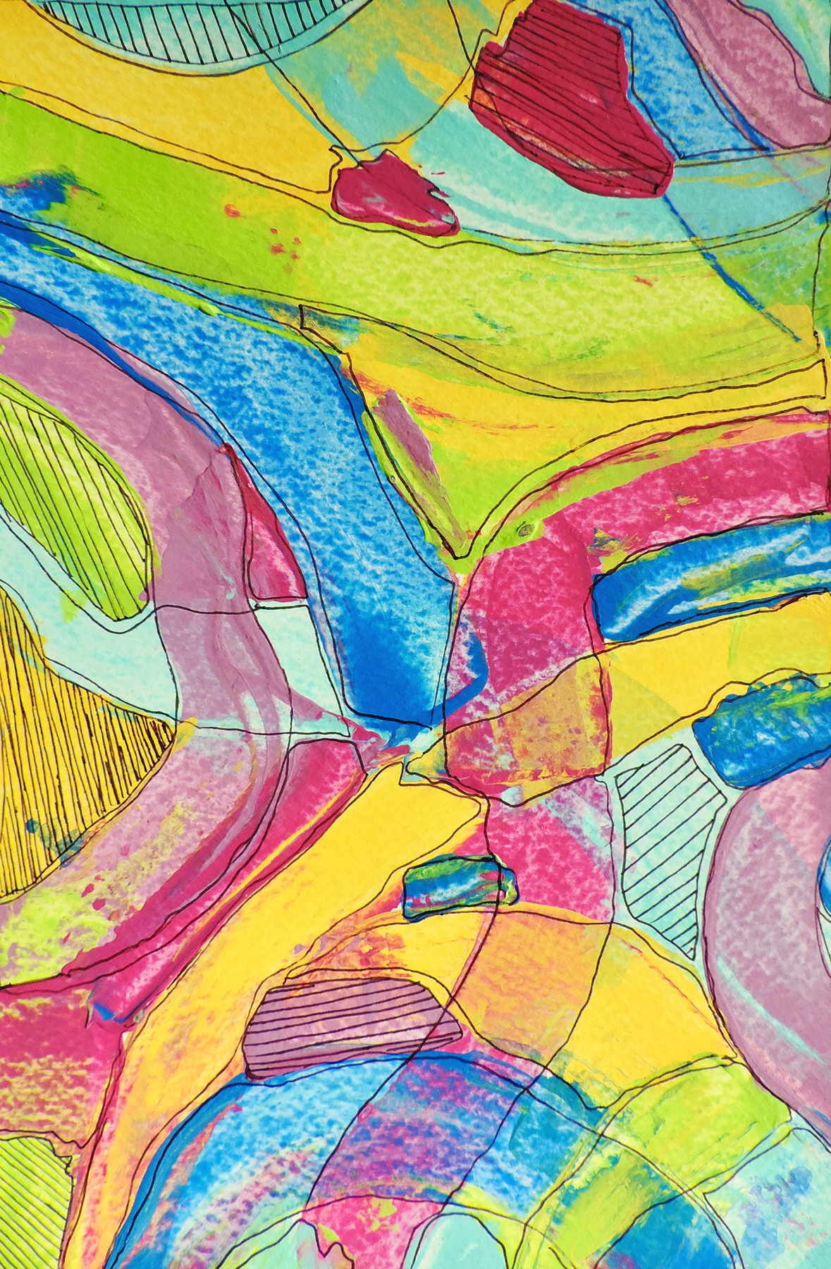 Neon Lines Pattern Print