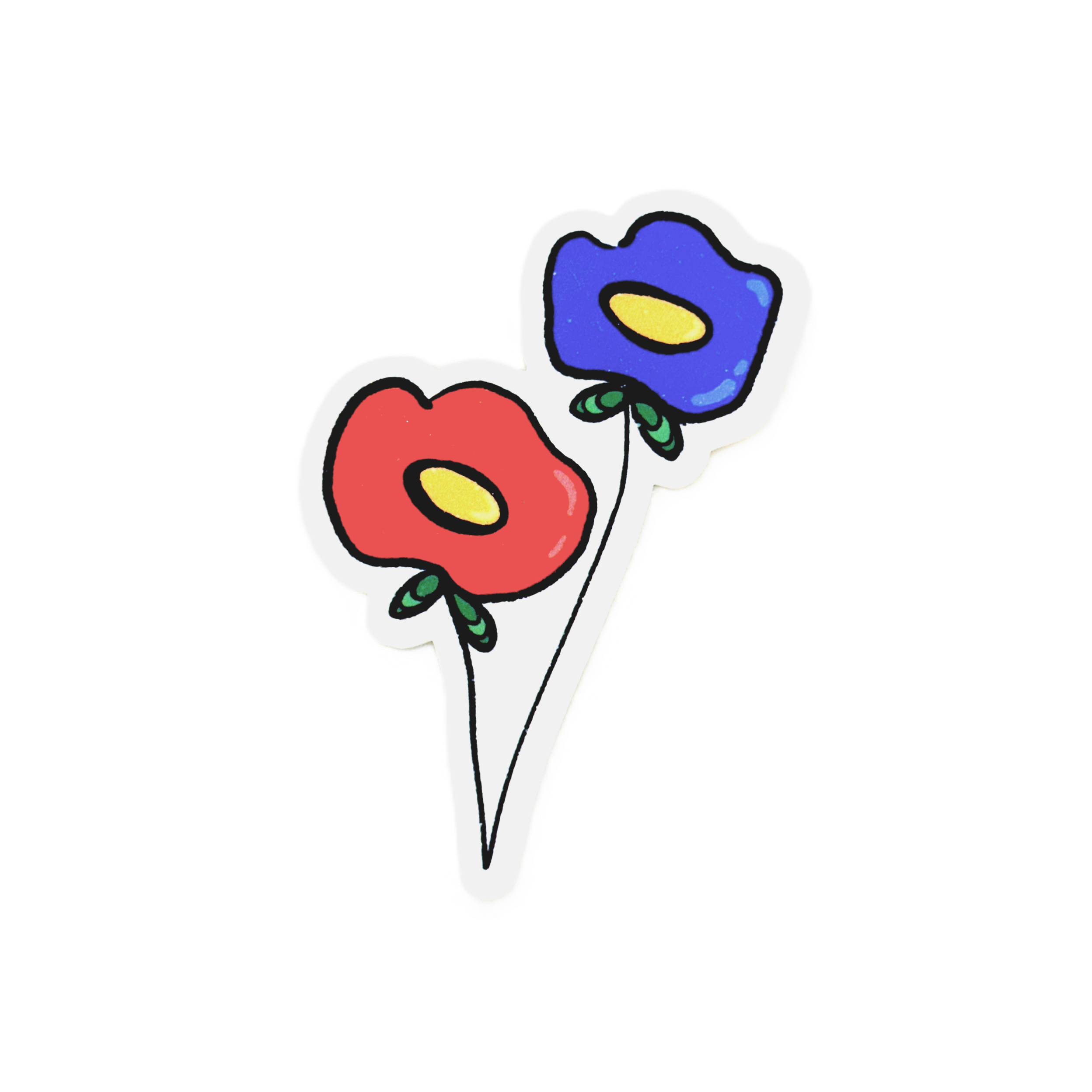 Red and Blue Flowers Sticker