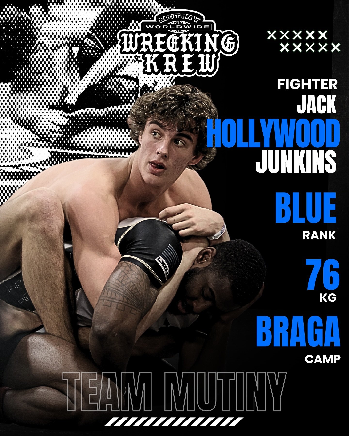 Mutiny Warfare is excited to officially welcome Jack &ldquo;Hollywood&rdquo; Junkins  to The Wrecking Krew roster. Jack fights out of @wanderbraga_bjj He is an absolute show in the ring. Jack has earned his way to 3rd place at IBJJF No-Gi Worlds. He 