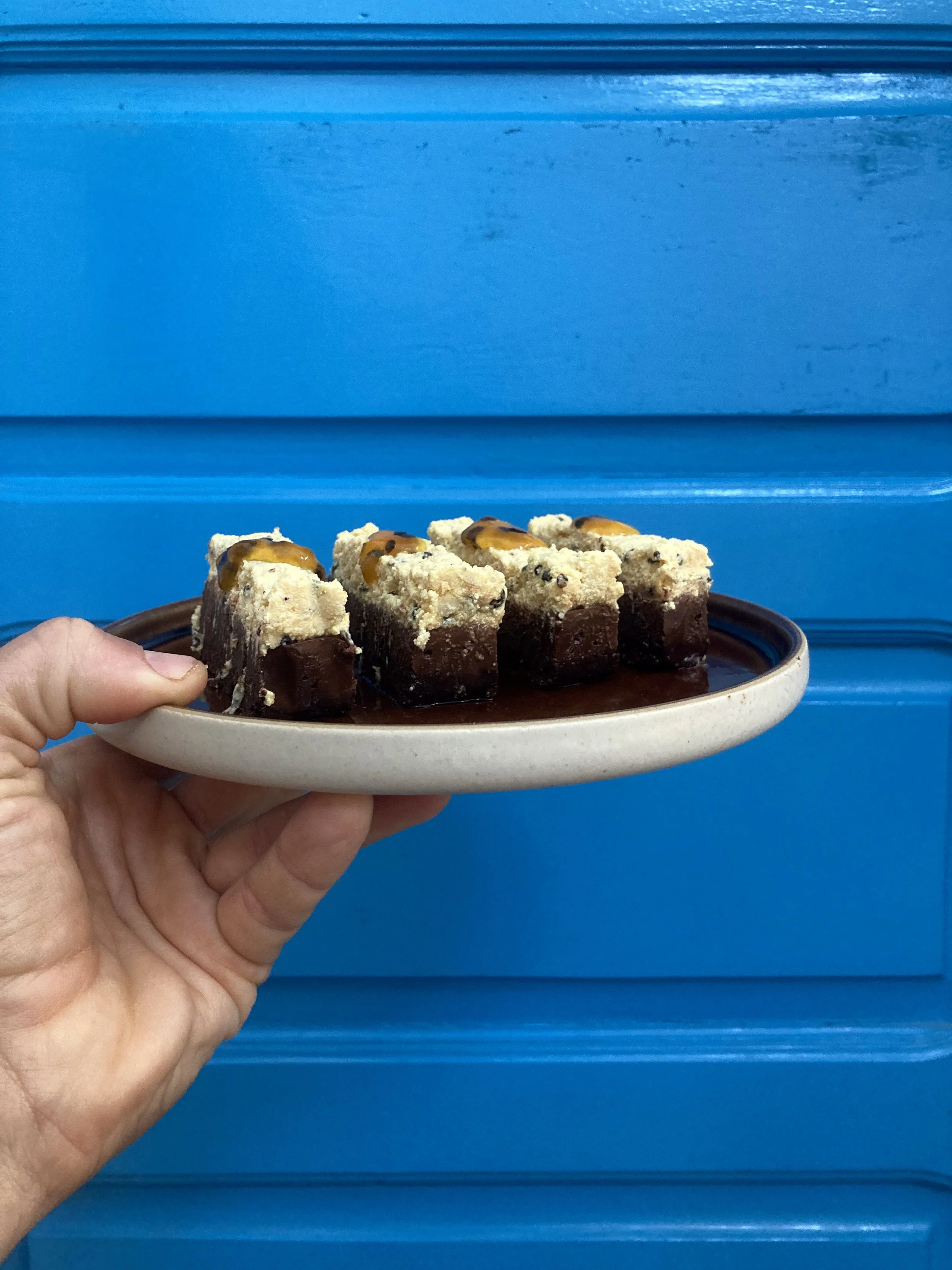 Raw protein Passion Fruit Chocolate cake