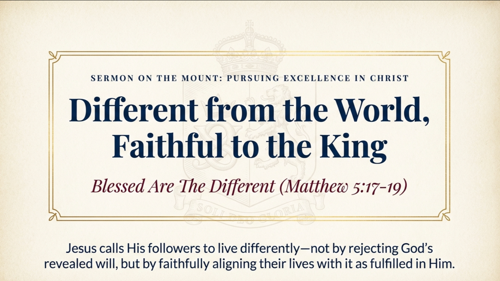 Different from the World, Faithful to the King