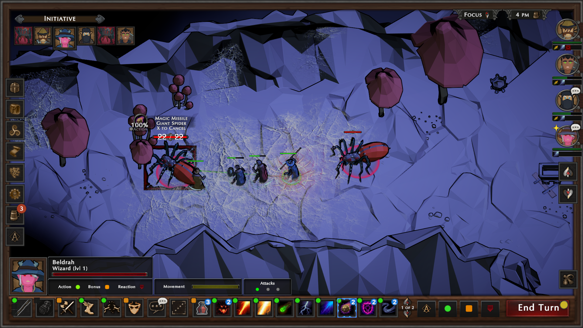 Turn-based Combat is brought to life with a dynamic grid system, allowing for precise targeting.