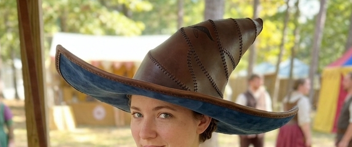 Enchanted Leather Witch's Tricorn