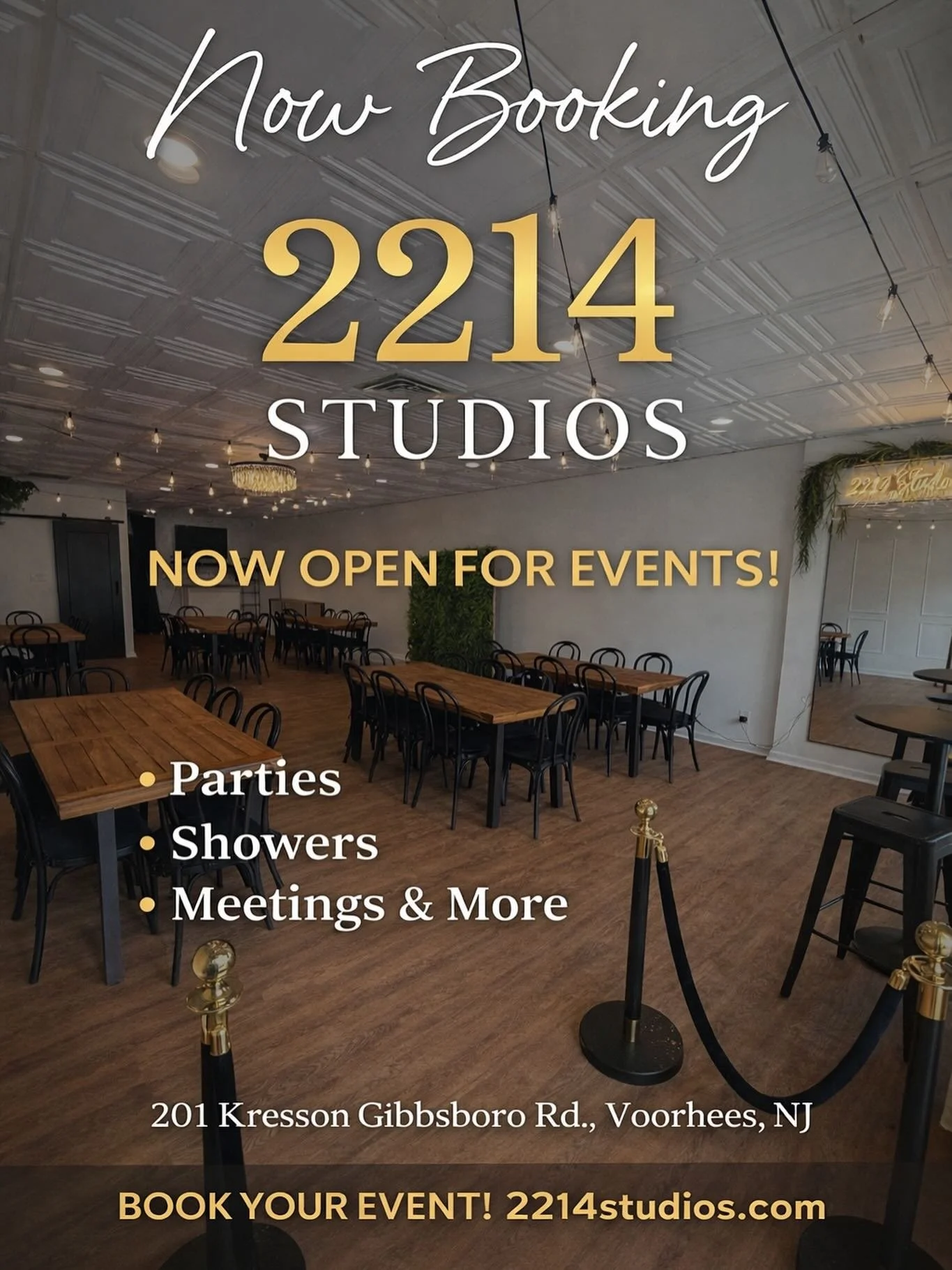 ✨ Now Booking at 2214 Studios ✨

A space created with intention&mdash;where vision, creativity, and celebration come together.

Whether you&rsquo;re hosting a shower, planning a gathering, or bringing a vision to life, 2214 Studios is here to serve y