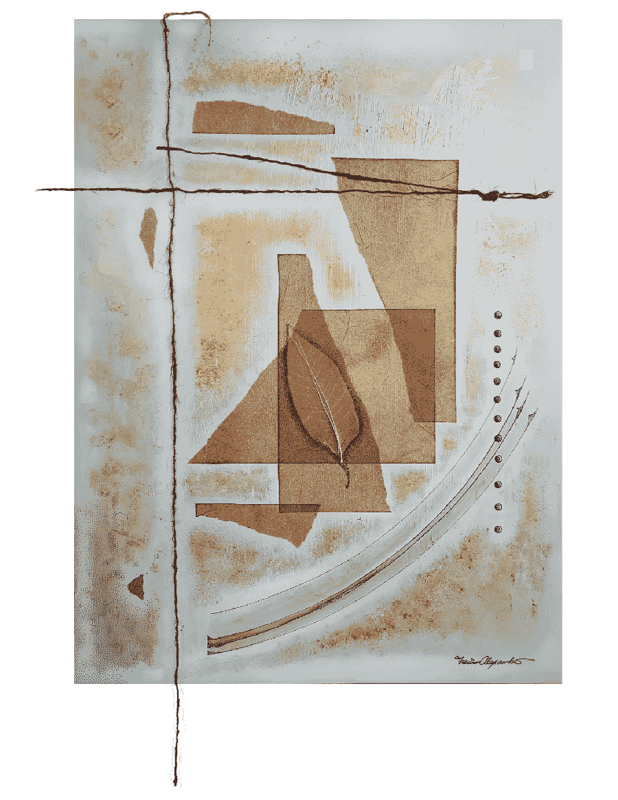 The Zen of the Geometry  36" x 48" x 1"
Mix materials on Canvas