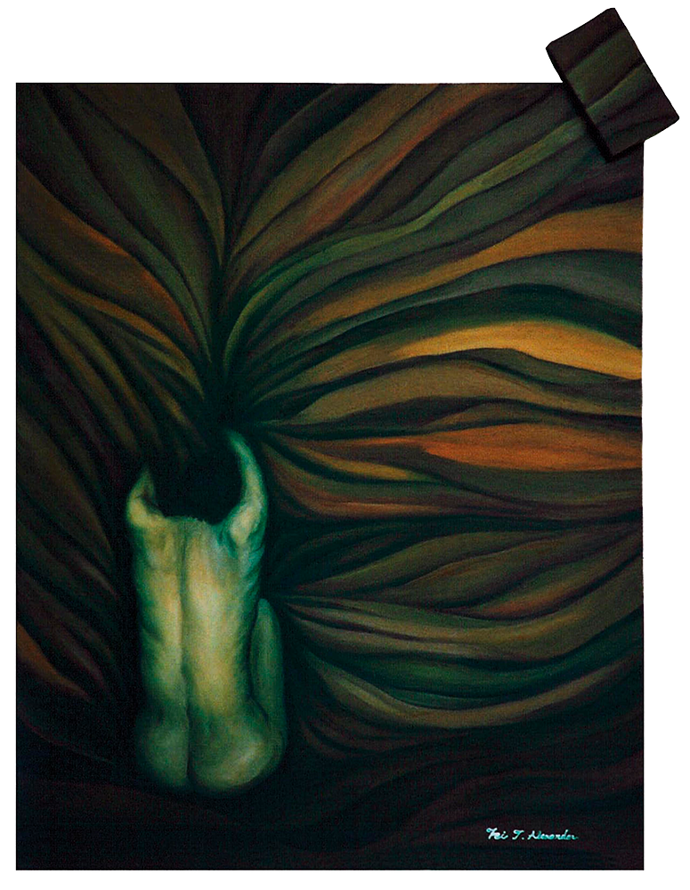 Confused 
24” x 34” x 2” maxD 
Oil on overlaped canvas