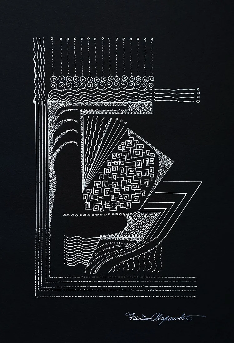 Wind's Catkins  [ 12” x 14”  Gel Pen on Sketch Paper]