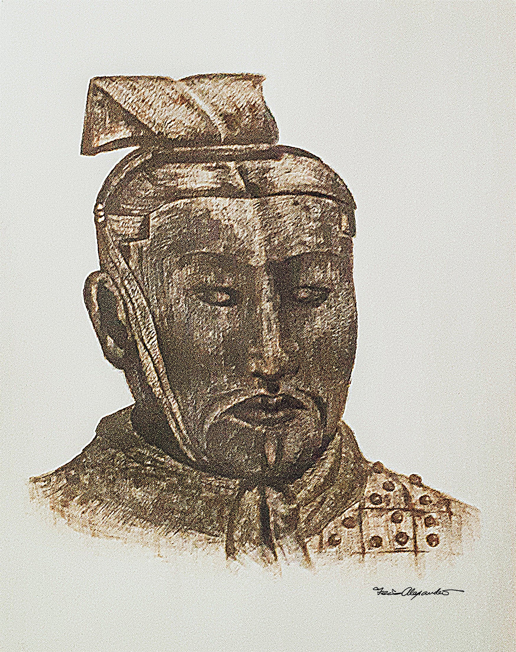 Terracotta Warrior  [ 20" x 24" Dry Pen Strokes on Cardboard Paper]