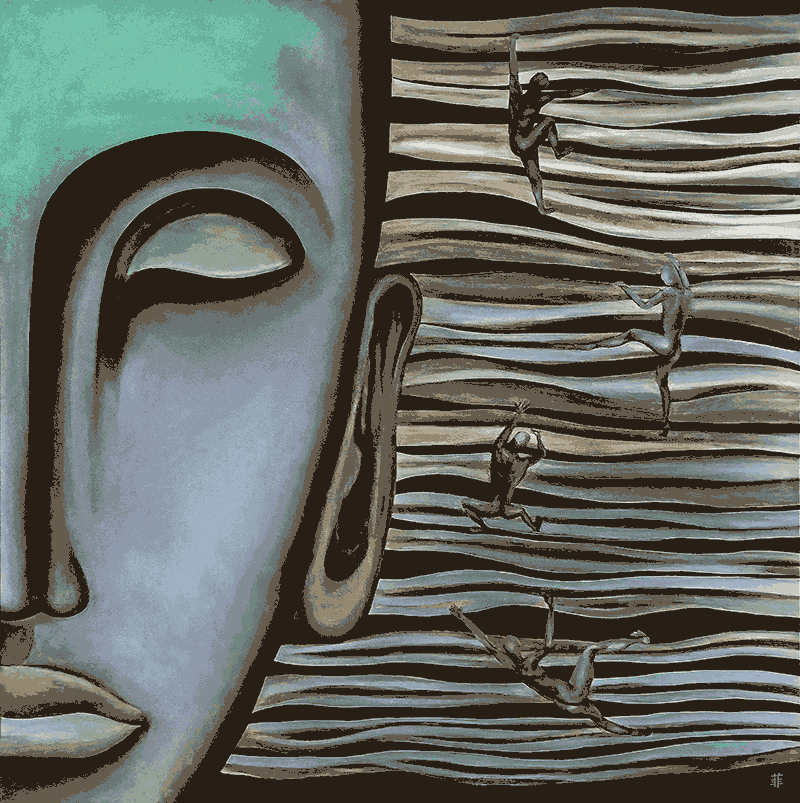 Mainstream Climbing  36” x 36” x 1”  Acrylic On Canvas