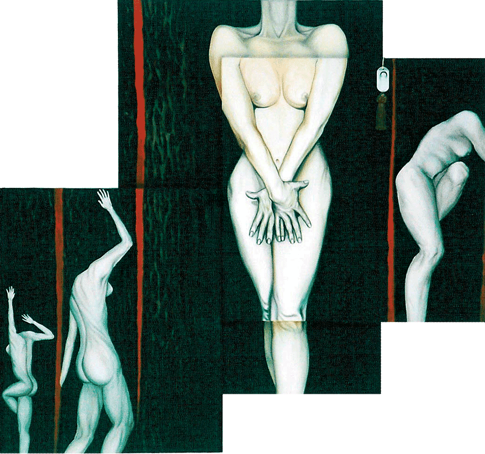 The Backs Of The Female Trunks 
48” x 45” x 2.5” 
Oil & Acrylic on Overlapped canvas