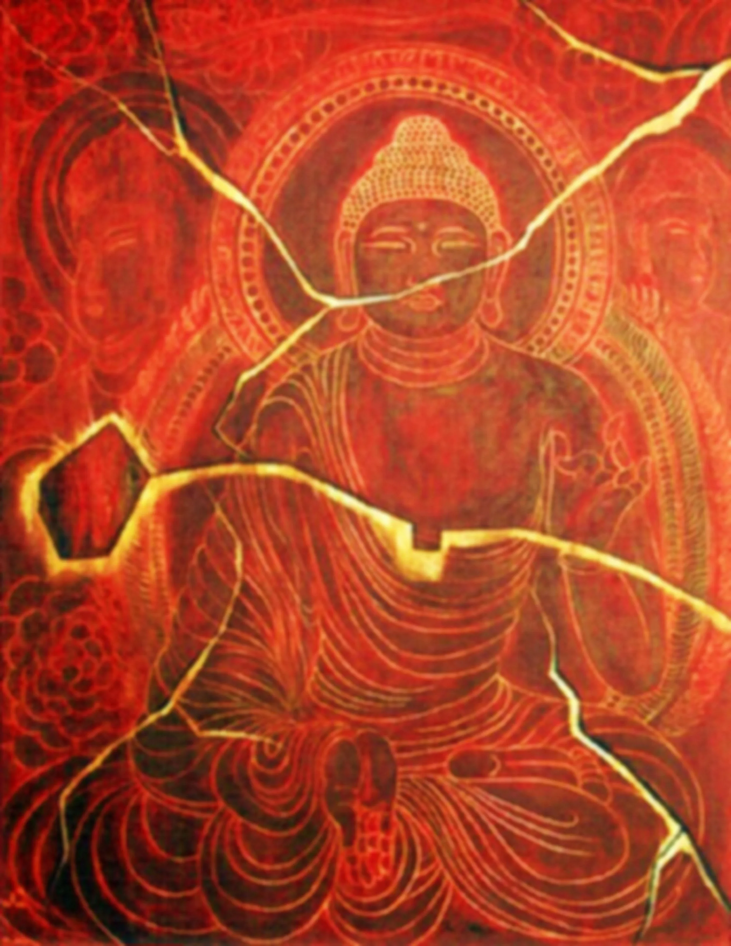 Paradisial-Sakyamuni [SOLD]  30” x 36” x 2”  Acrylic on Canvas