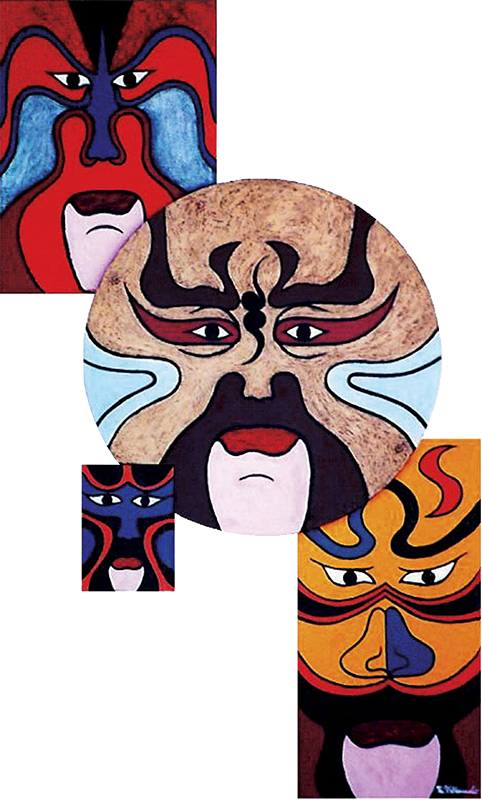 Peking Opera No.Two  30” x 36” x 5”  Acrylic On Overlapping Canvas