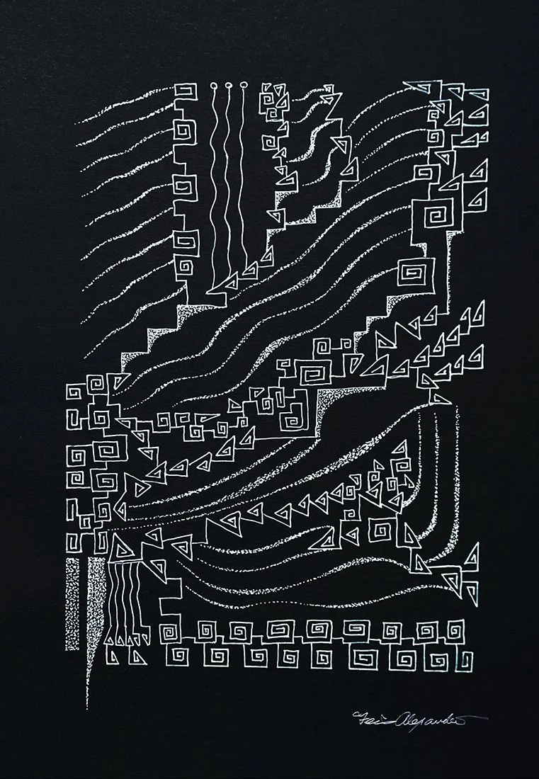Pollen Tales [ 12” x 14”  Gel Pen on Sketch Paper]