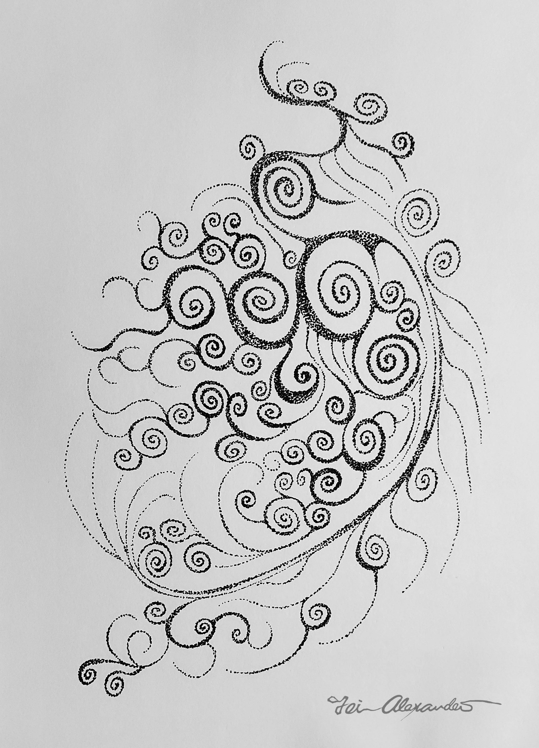 Joyful Moment  [ 12” x 8.5”  Ink Pen on Sketch Paper]