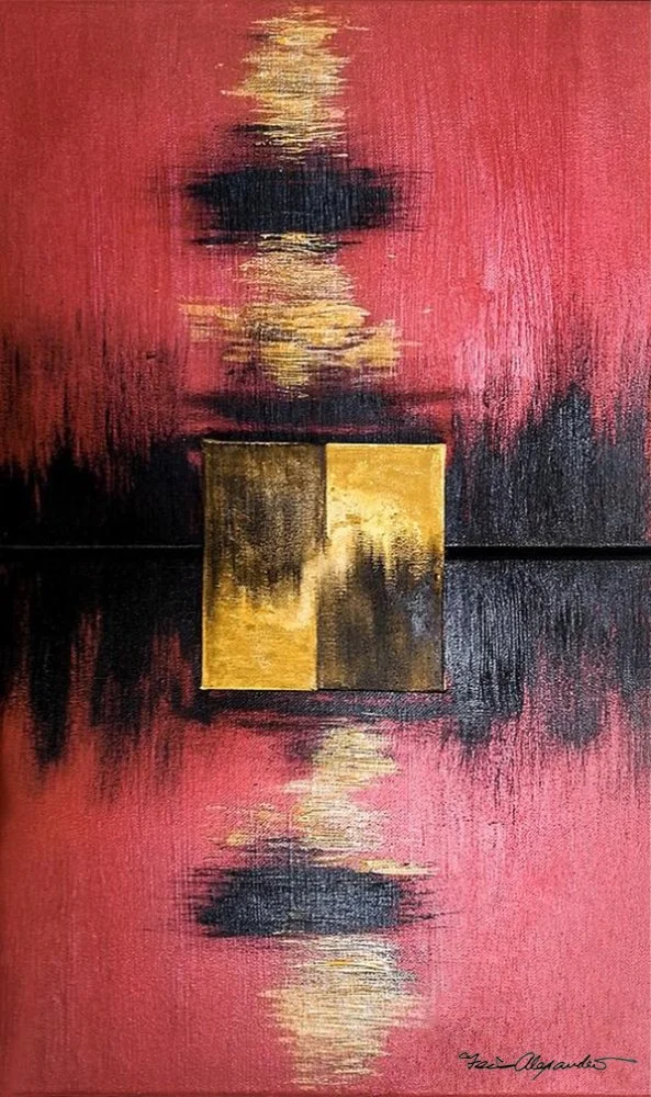 The Sunset  14" x 22" x 2.5" maxD  Acrylic On Combined/overlapping Canvases