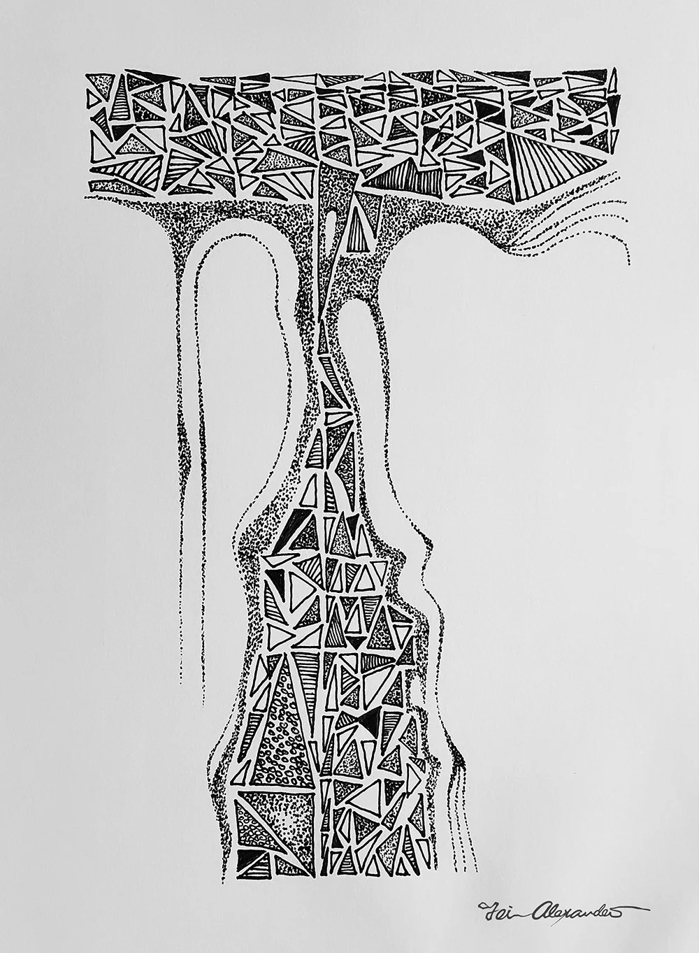 Rain Sound of the Veins  [ 12” x 14”  Ink Pen on paper]