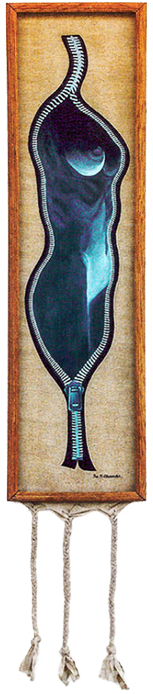 Unzipped Canvas  20" x 80.6" x 1.5"  Acrylic On Burlap/used Frame