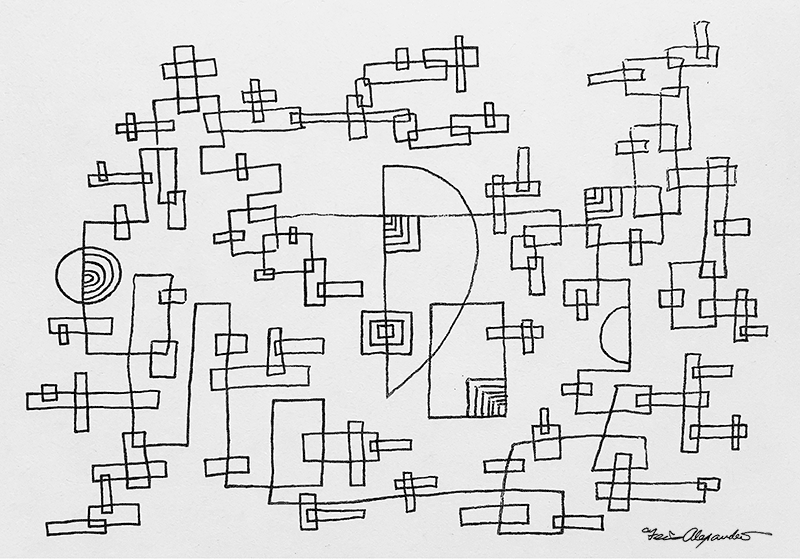 Scattered Subtlety  [ 12” x 14”  Ink Pen on Sketch Paper]