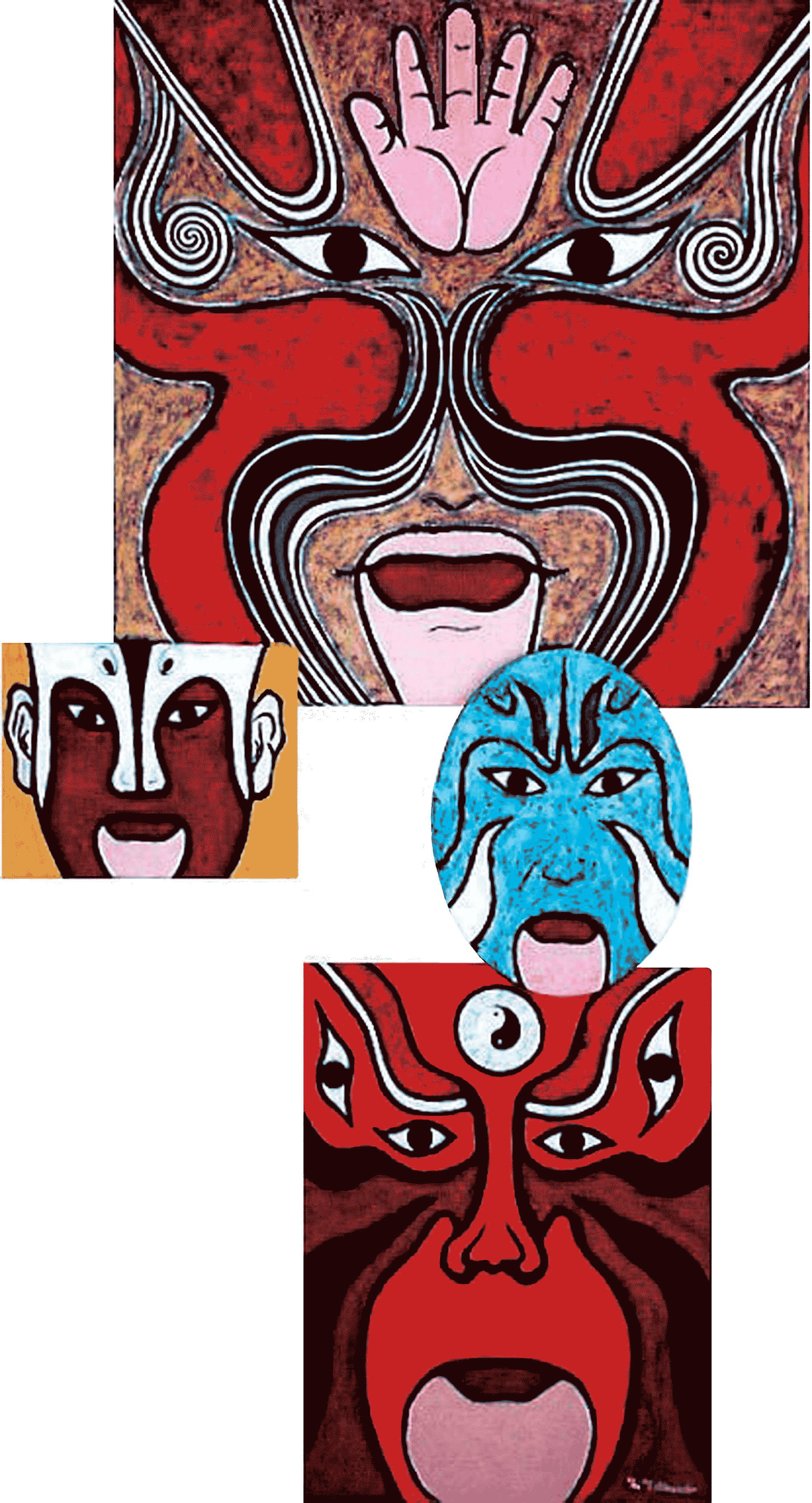 Peking Opera No.One  28” x 38” x 5”  Acrylic On Overlapping Canvas