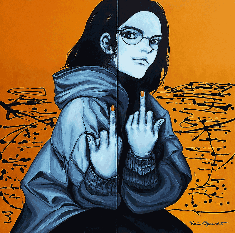 Finger the Ai  
36” x 36” x 1” 
Acrylic on canvas